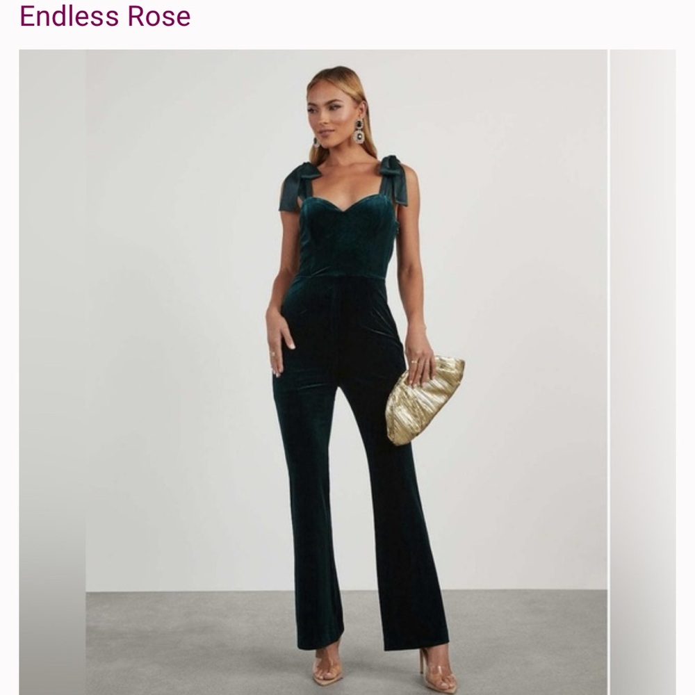 Endless Rose Velvet Jumpsuit - Deep Teal